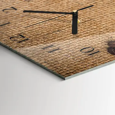 Hodiny s fotkou skleněné svislé Kávová zrna