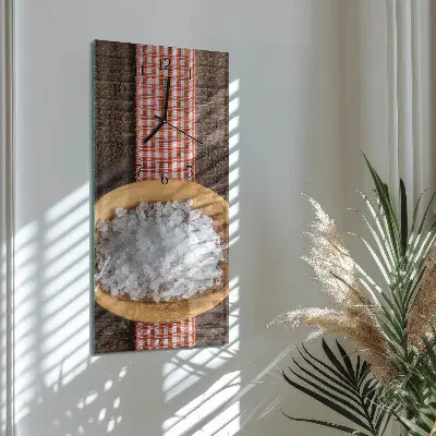 Svislé skleněné hodiny na stěnu Mořská sůl