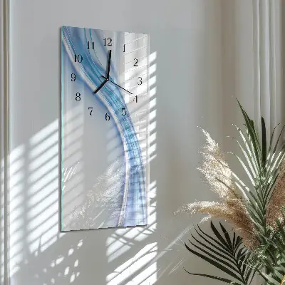 Nástěnné hodiny skleněné svislé Modrá abstrakce