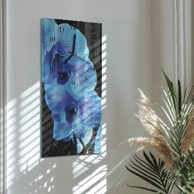 Svislé skleněné hodiny na stěnu Květ