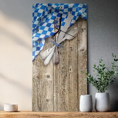 Svislé skleněné hodiny na zeď Bavorská dřevěná plaketa