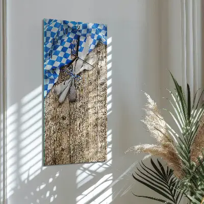 Svislé skleněné hodiny na zeď Bavorská dřevěná plaketa