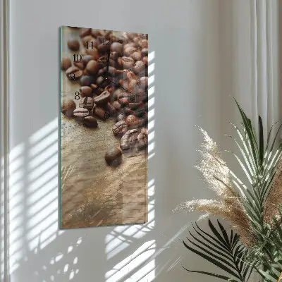 Nástěnné hodiny skleněné svislé Kávová zrna