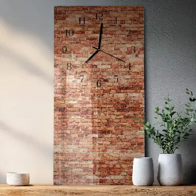 Svislé skleněné hodiny na zeď Cihlová zeď