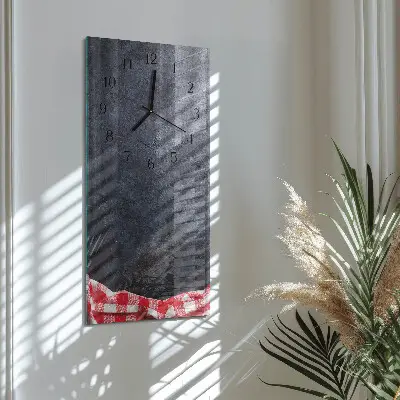 Svislé skleněné hodiny na zeď Mramorový stůl