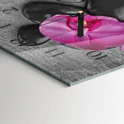 Hodiny na skle svislé Orchidejové kameny