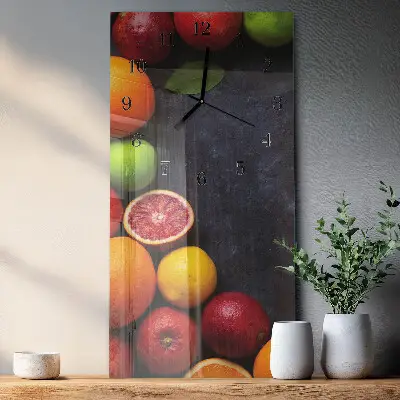 Nástěnné hodiny skleněné svislé Citrusová rostlina