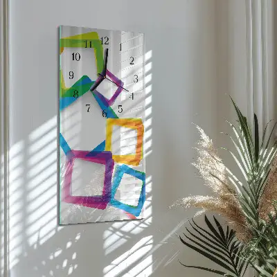 Hodiny s fotkou skleněné svislé Barevné obdélníky