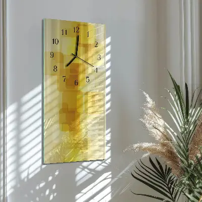 Svislé skleněné hodiny na stěnu Zlaté obdélníky