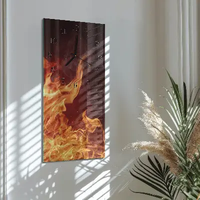 Svislé skleněné hodiny na zeď Oheň