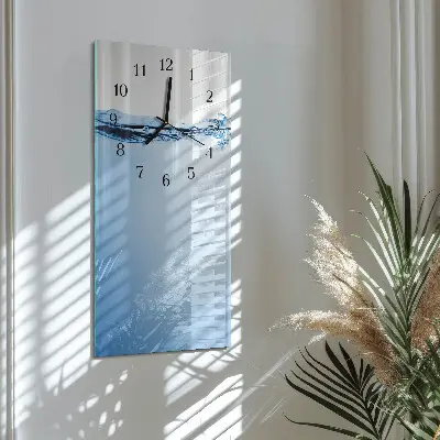 Svislé skleněné hodiny na zeď Voda