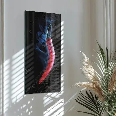 Svislé skleněné hodiny na zeď Pepř