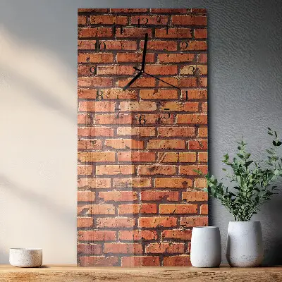 Hodiny s fotkou skleněné svislé Cihlová zeď