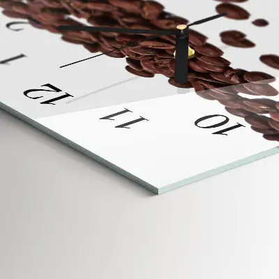 Vodorovné skleněné hodiny s fotkou Kofein v fazolích