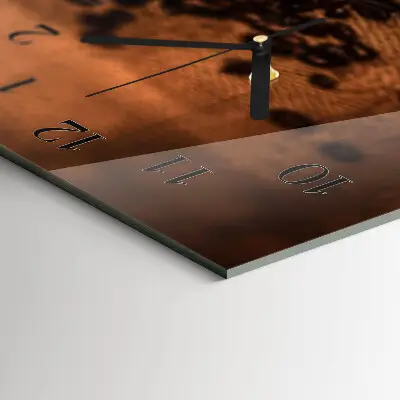 Hodiny na zeď skleněné vodorovné Horký kávový nálev