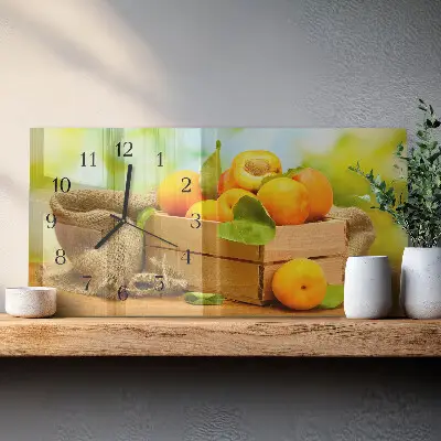 Vodorovné skleněné nástěnné hodiny Meruňky