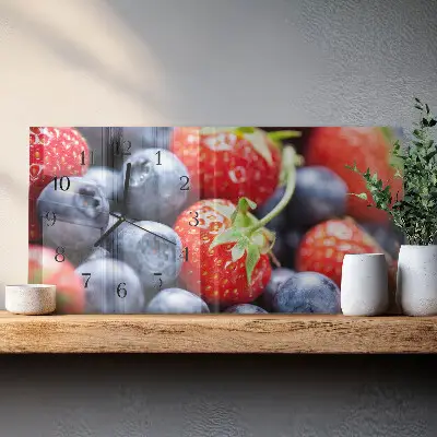 Hodiny na zeď skleněné vodorovné Borůvky a ostružiny