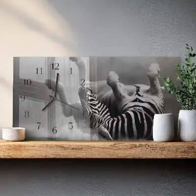 Vodorovné hodiny na skle Africká zebra
