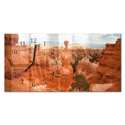 Vodorovné skleněné nástěnné hodiny Bryce Canyon