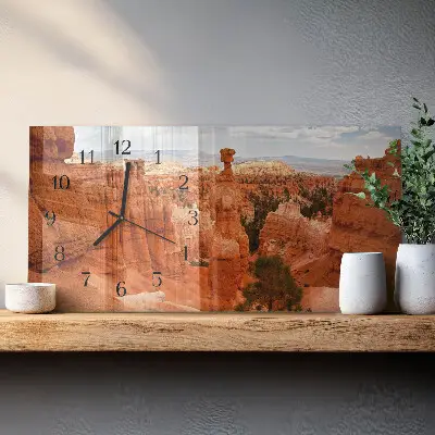 Vodorovné skleněné nástěnné hodiny Bryce Canyon