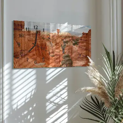Vodorovné skleněné nástěnné hodiny Bryce Canyon
