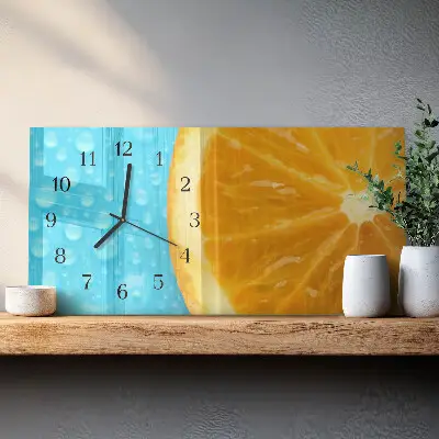 Vodorovné hodiny na skle Oranžový citrus