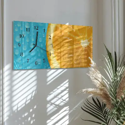 Vodorovné hodiny na skle Oranžový citrus