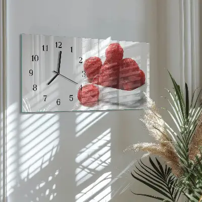 Vodorovné skleněné hodiny s fotkou Čerstvé maliny