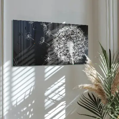 Vodorovné skleněné nástěnné hodiny Pampeliškový drak
