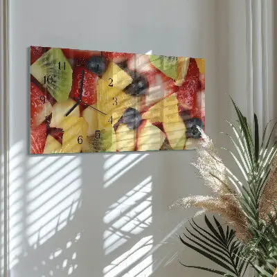 Hodiny na stěnu skleněné vodorovné Ovocný salát