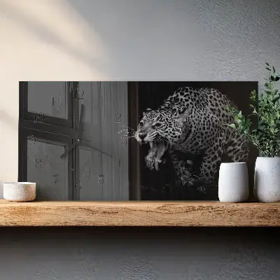 Vodorovné skleněné hodiny s fotkou Americký jaguár