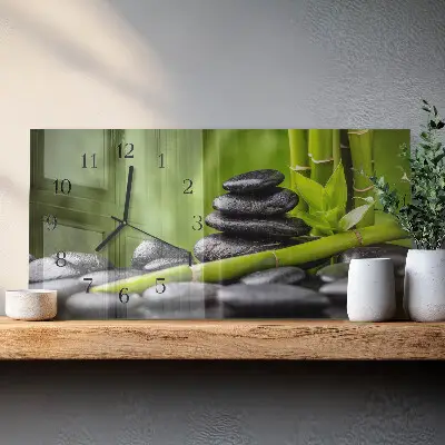Vodorovné skleněné hodiny s fotkou Meditační kameny