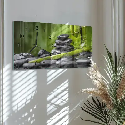 Vodorovné skleněné hodiny s fotkou Meditační kameny