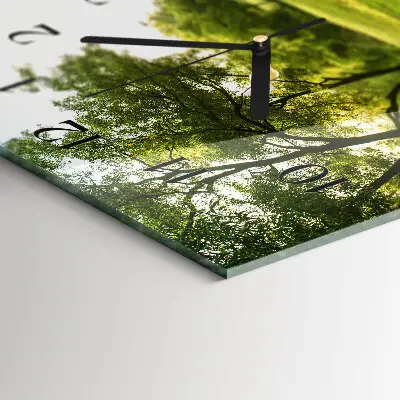 Hodiny na zeď skleněné vodorovné Zelená příroda