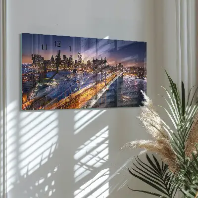 Vodorovné skleněné hodiny s fotkou New York