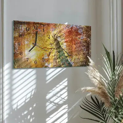 Hodiny na zeď skleněné vodorovné Podzimní sezóna