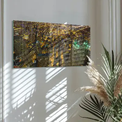 Vodorovné skleněné hodiny s fotkou Osvětlené město