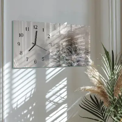 Hodiny na zeď skleněné vodorovné Pampeliška obecná