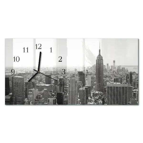 Hodiny na stěnu skleněné vodorovné New York Manhattan