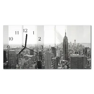 Hodiny na stěnu skleněné vodorovné New York Manhattan