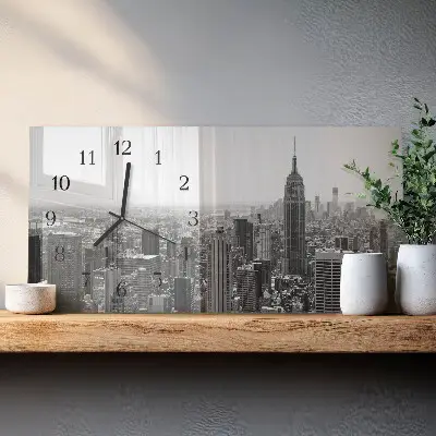 Hodiny na stěnu skleněné vodorovné New York Manhattan