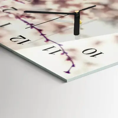 Vodorovné skleněné hodiny s fotkou Třešňové květy