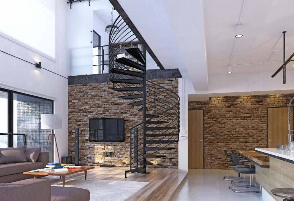 design obývacího pokoje ve stylu podkroví
